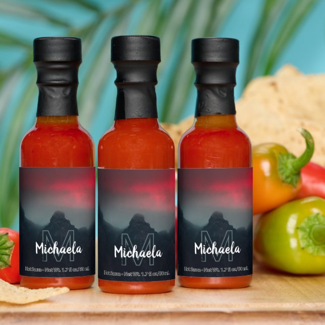 Burning clouds, fog and mountains monogram hot sauces (Multi)