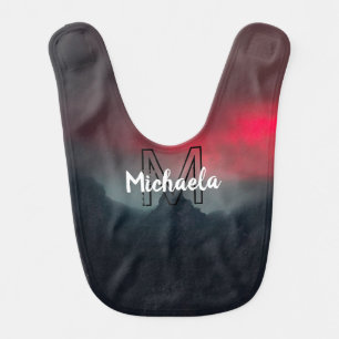 Burning clouds, fog and mountains monogram in sky baby bib