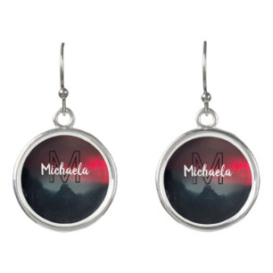 Burning clouds, fog and mountains monogram in sky earrings