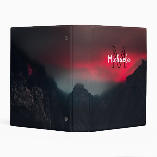 Burning clouds, fog and mountains monogram in sky mini binder (Background)