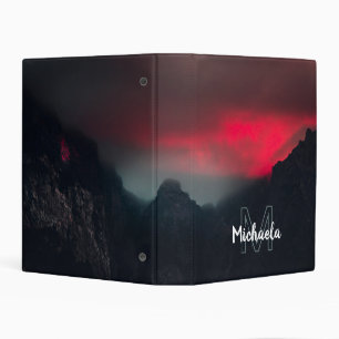 Burning clouds, fog and mountains monogram mini binder