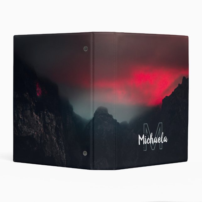 Burning clouds, fog and mountains monogram mini binder (Background)