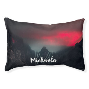 Burning clouds, fog and mountains monogram pet bed
