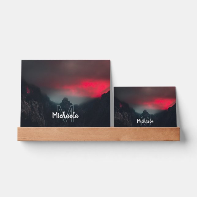 Burning clouds, fog and mountains monogram picture ledge (Front)