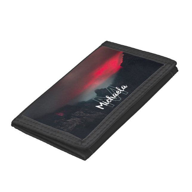 Burning clouds, fog and mountains monogram tri-fold wallet (Bottom)