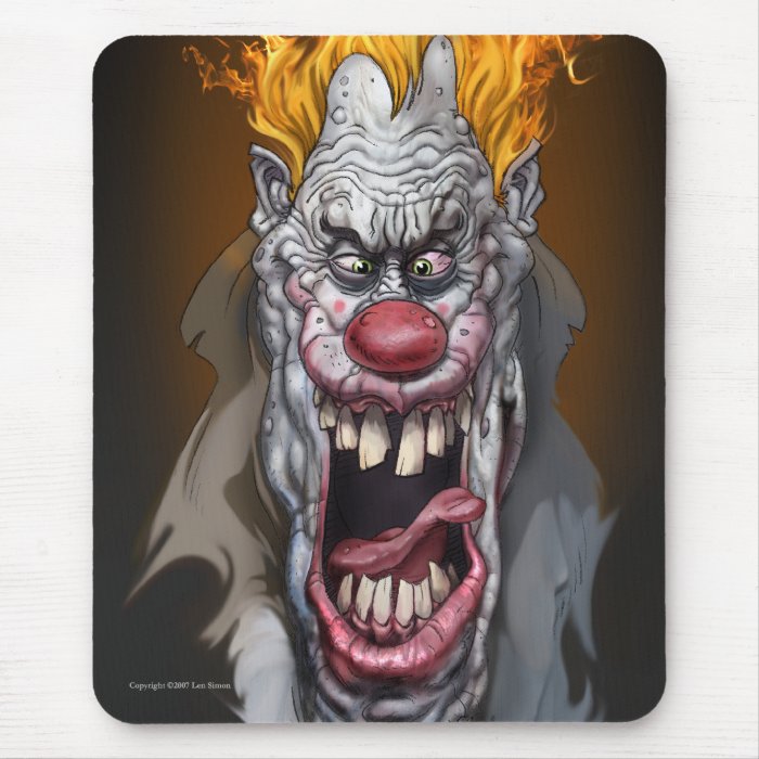 burning clown mouse pads