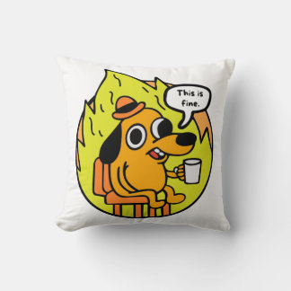 Burning dog throw pillow