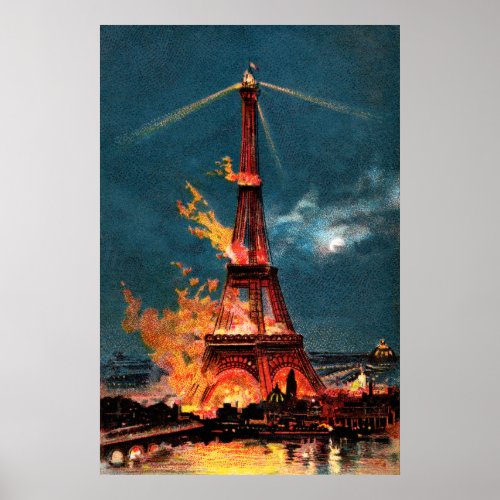 Burning Eiffel Tower Poster