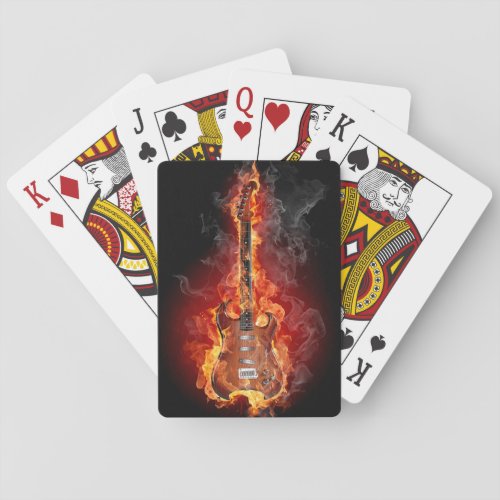 Burning Electric Guitar Poker Cards