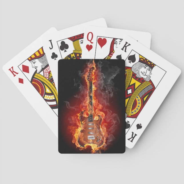 Burning Electric Guitar Poker Cards (Back)