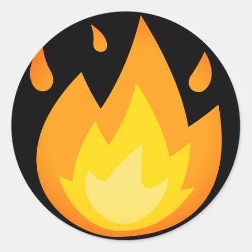 Burning Fire Emoji Classic Round Sticker