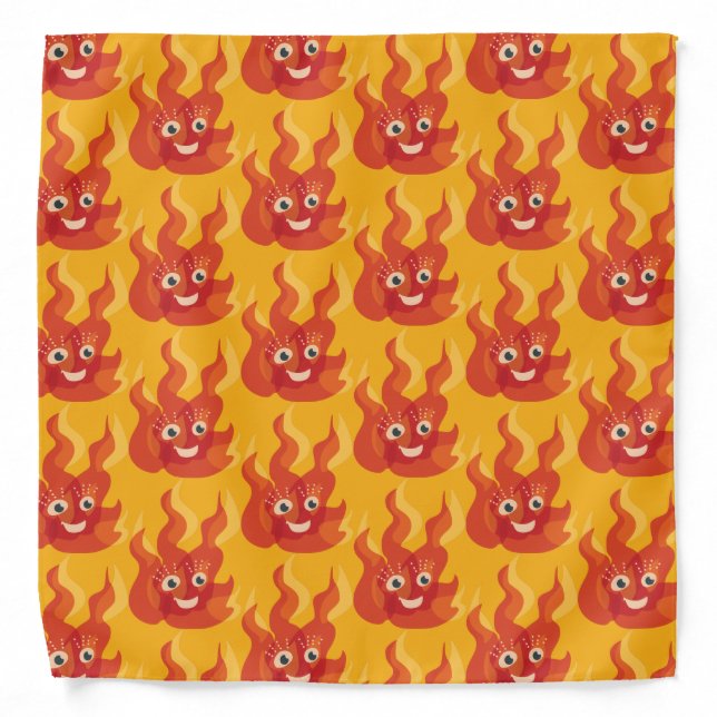 Burning Fire Flame Happy Cartoon Character Bandana (Front)
