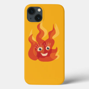 Burning Fire Flame Happy Cartoon Character iPhone 13 Case