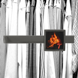 Burning Fire Flames Monogrammed Black Gunmetal Finish Tie Bar
