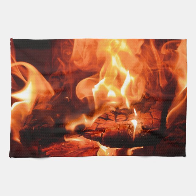 Burning Fireplace Flames I Towel (Horizontal)