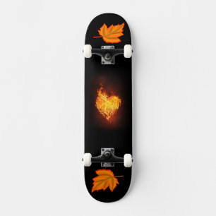 Burning Flame Heart Dark Aesthetic Graphic ....... Skateboard