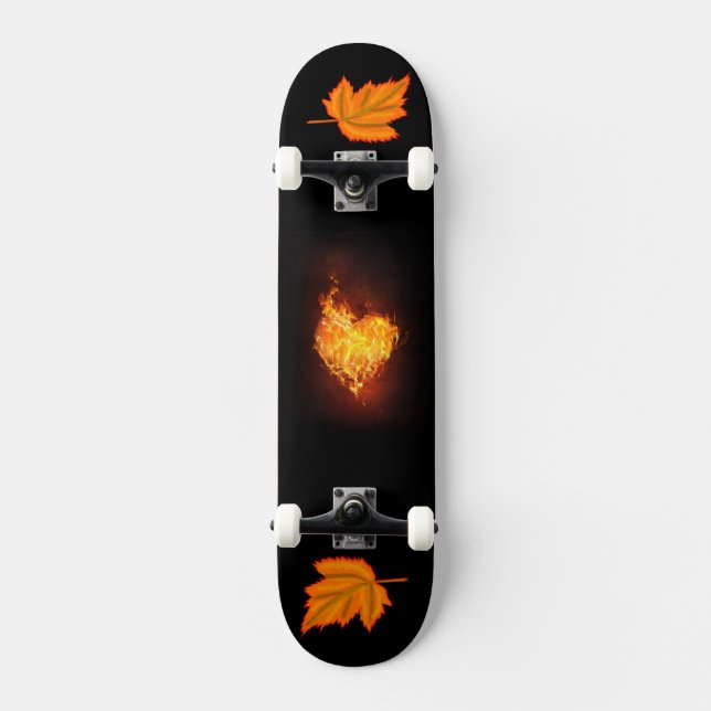 Burning Flame Heart Dark Aesthetic Graphic ....... Skateboard (Front)