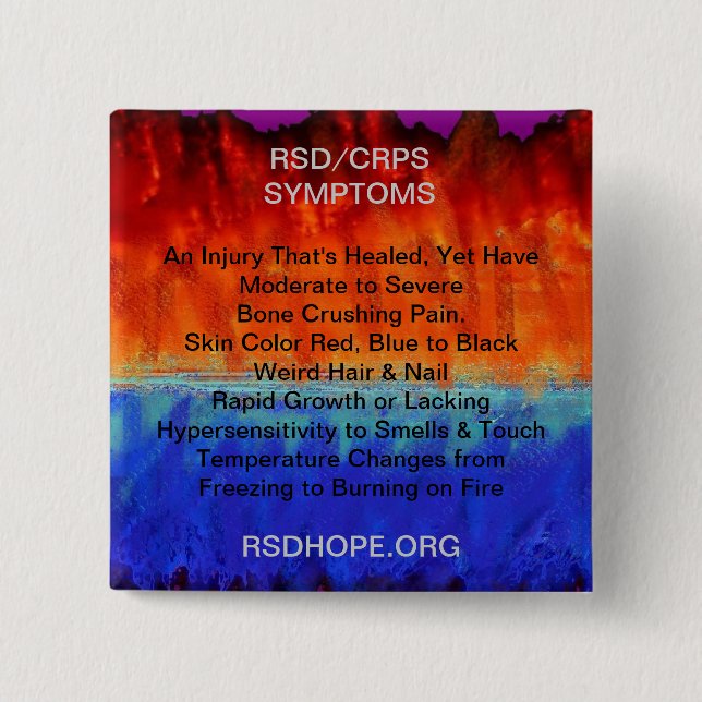 Burning Flames & Freezing Ice Storms RSD SYMPTOMS Button (Front)