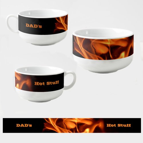 Burning Flames of Orange Fire Black  Soup Mug