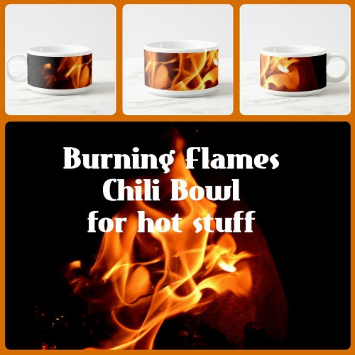 Burning Flames of Orange on Black Bowl