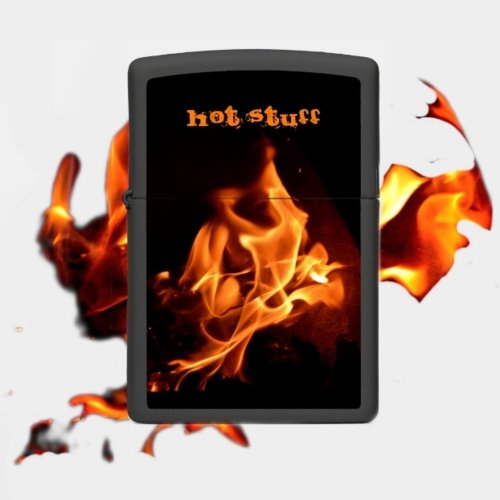 Burning Flames on Customizable Black Zippo Lighter