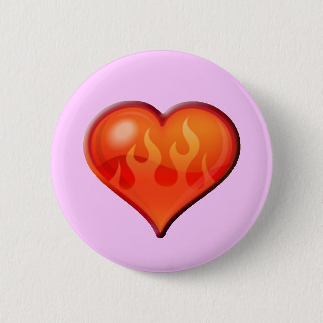 Burning Flaming Heart Button (Front)