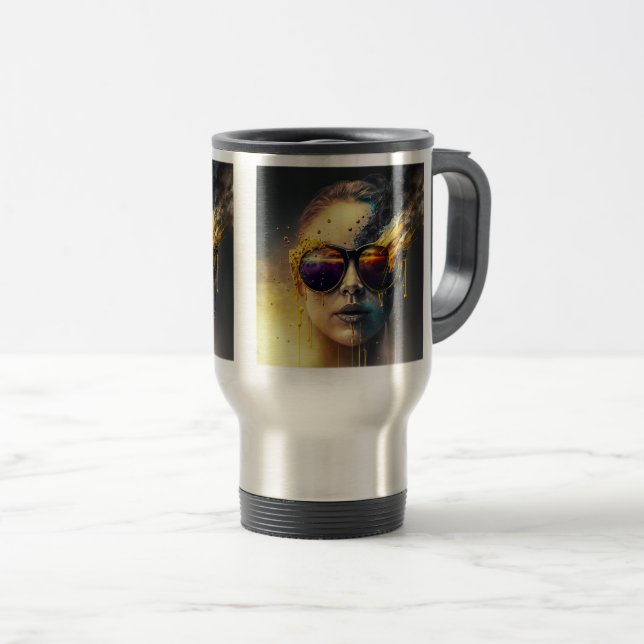 Burning Glasses Travel/Commuter Mug, 15 oz  Travel Mug (Front Right)
