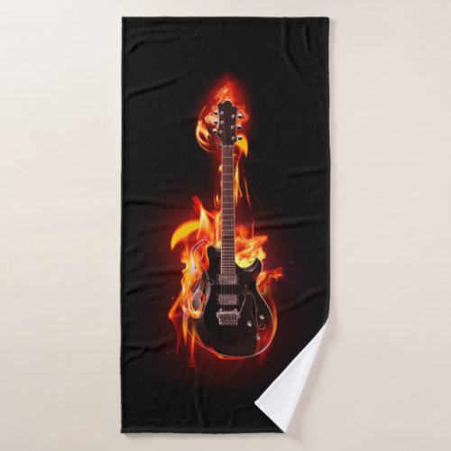 Burning Guitar Bath Towel