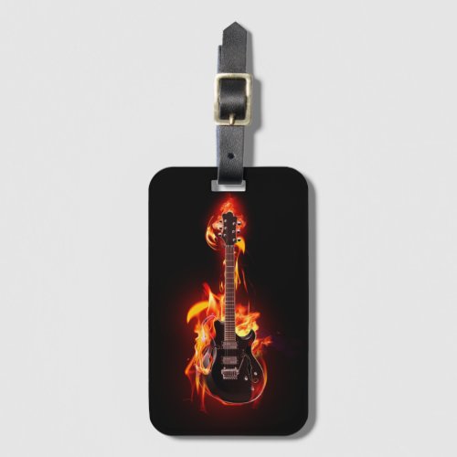 Burning Guitar Luggage Tag