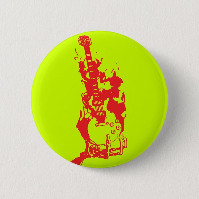 BURNING GUITAR PINBACK BUTTON (Front)