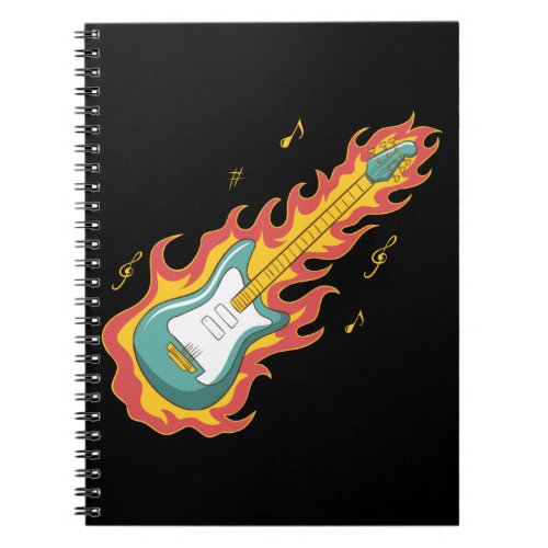 Burning Guitar Rock and Roll Flames Notebook
