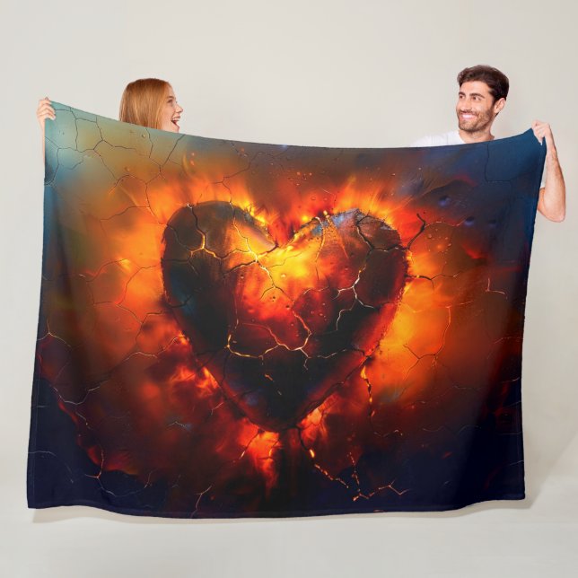 Burning Heart Fleece Blanket (In Situ)