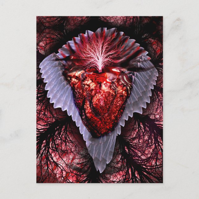 Burning Heart Holiday Postcard (Front)