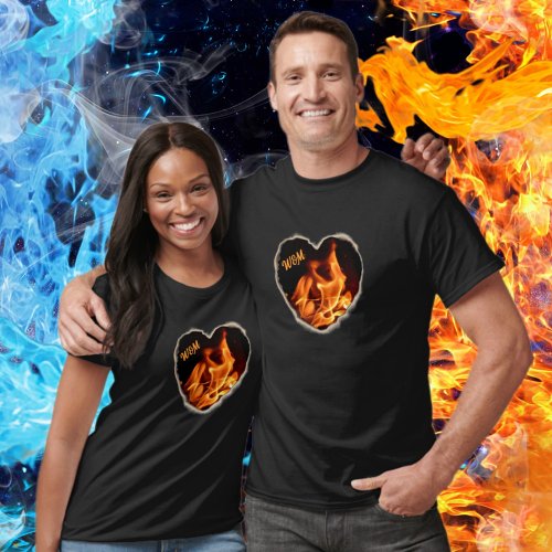 Burning Heart on Fire Photographic Flames T_Shirt