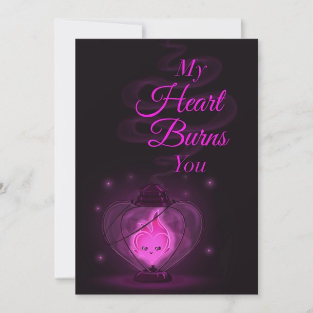 Burning Heart Valentine Holiday Card (Front)