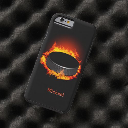 Burning Hockey Puck Tough iPhone 6 Case