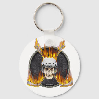 Burning Hockey Sticks Keychain
