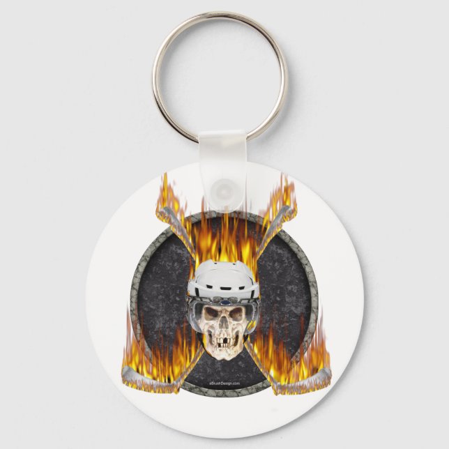 Burning Hockey Sticks Keychain (Front)