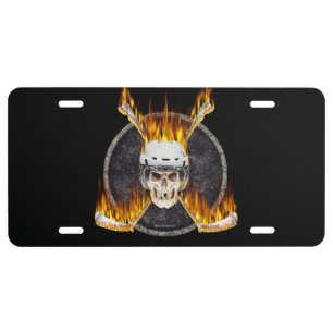 Burning Hockey Sticks License Plate