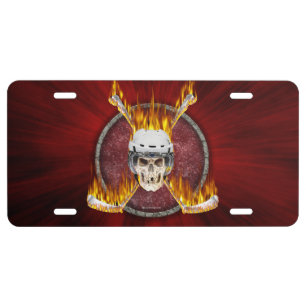 Burning Hockey Sticks License Plate