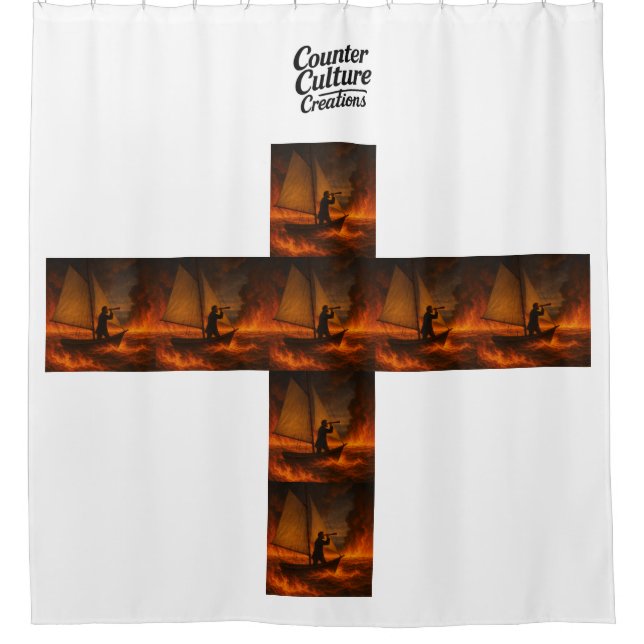 Burning Lake Shower Curtain (Front)