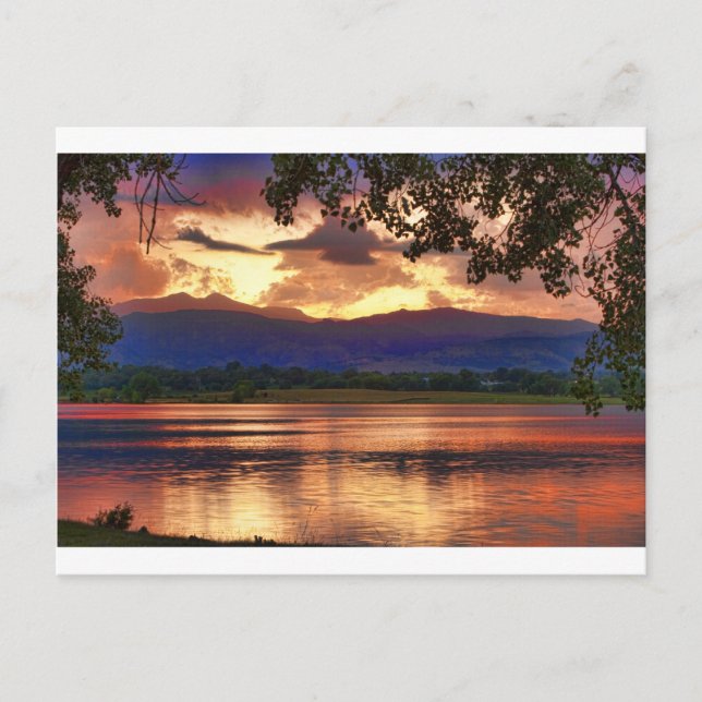 Burning Lake Sunset Postcard (Front)