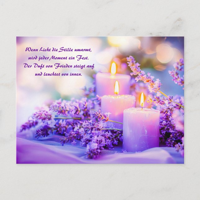 Burning Lavender Candles with Warm Light Holiday Postcard (Front)