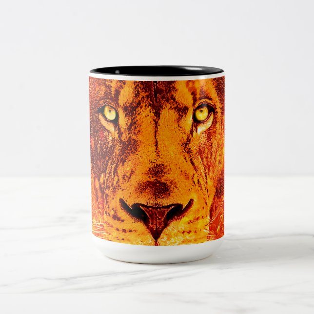 Burning Lion Two-Tone Coffee Mug (Center)