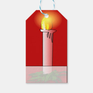 Burning Lit Vintage Christmas Candle Gift Tags