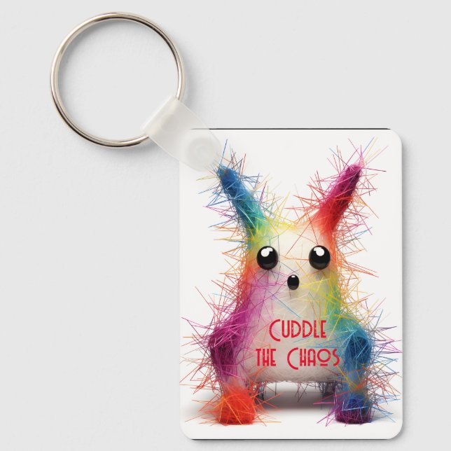 Burning Man Cuddle the Chaos Keychain (Front)