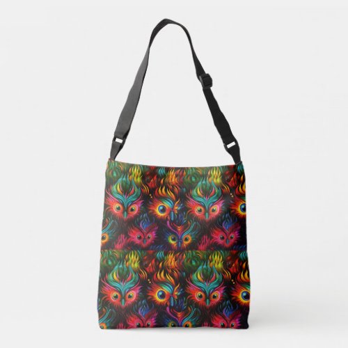 Burning Man Owl eyes pattern art  Crossbody Bag