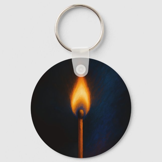 Burning Match Flame Keychain (Front)