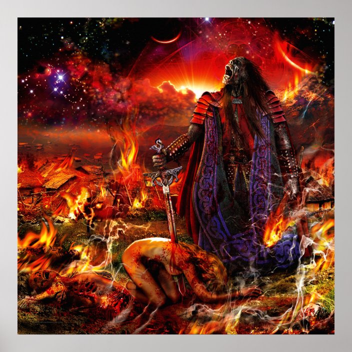 Burning Paradise Hatred Demon Fantasy Art Poster 