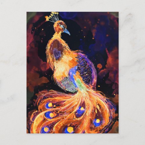 Burning Phoenix Peacock Postcard